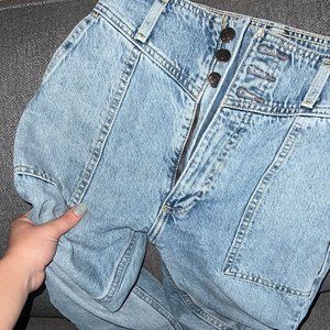 Abercrombie & Fitch High Rise Tie Belt Mom Jeans